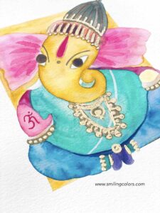 Ganesha artwork with gold leafing like Tanjore Painting