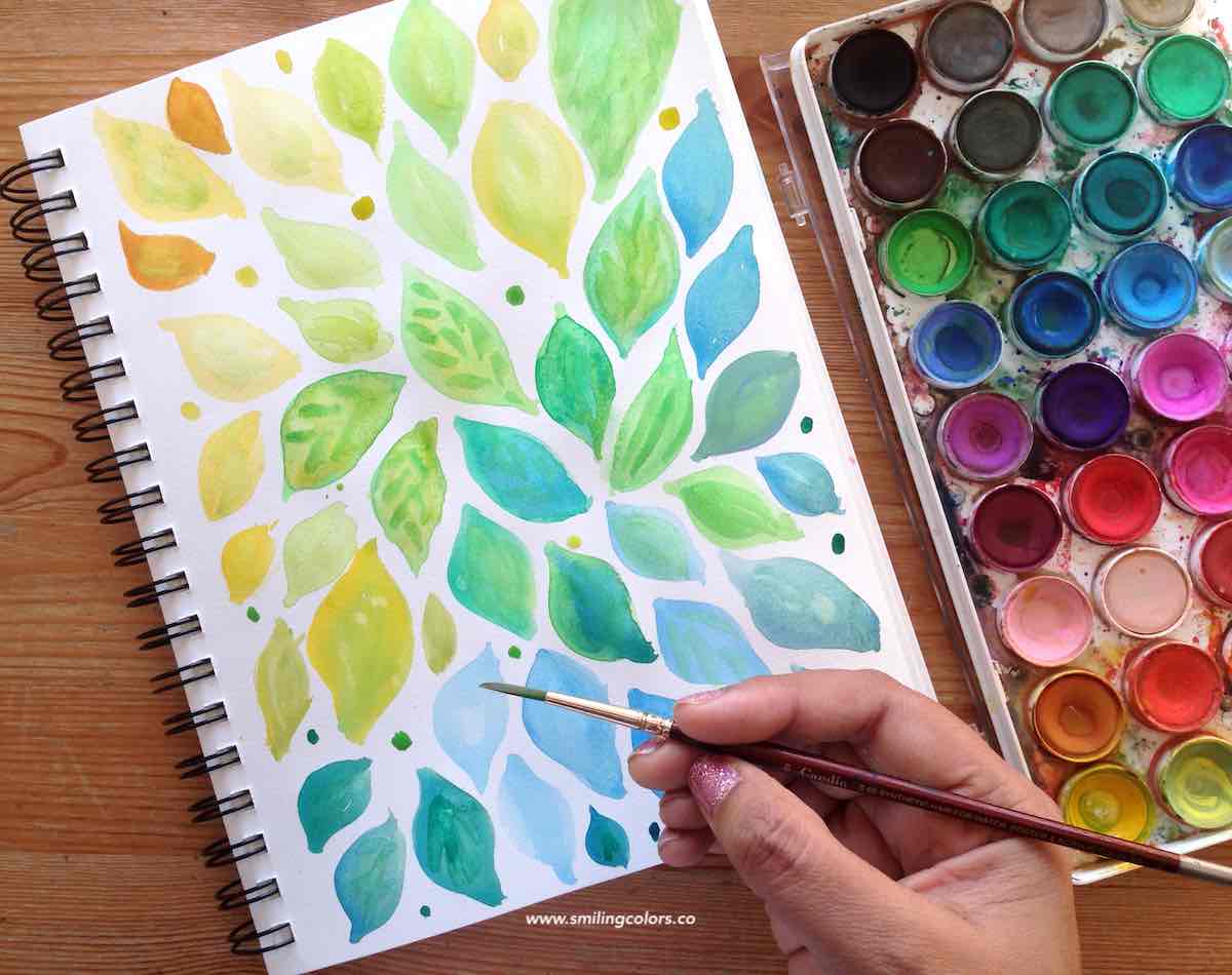 How do you paint watercolor leaves for beginners