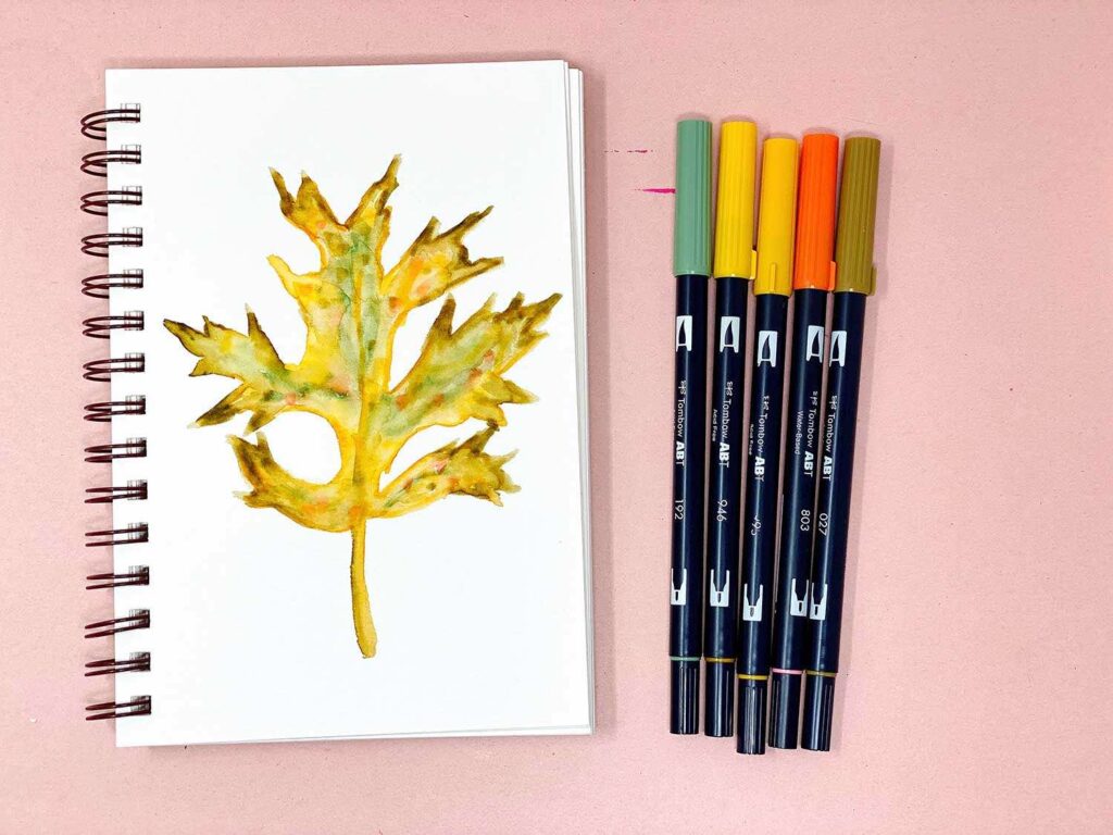 watercolor oak leaf