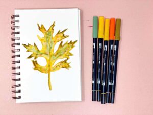 Watercolor autumn leaf