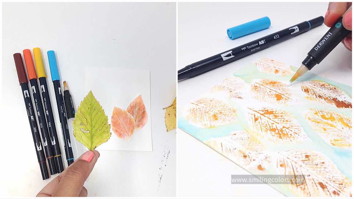watercolor leaf prints