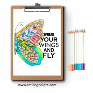 Spread your wings and fly butterfly coloring page