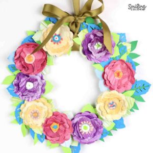 flower wreath with paper
