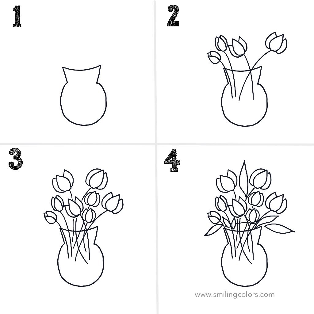 tulip drawing in vase