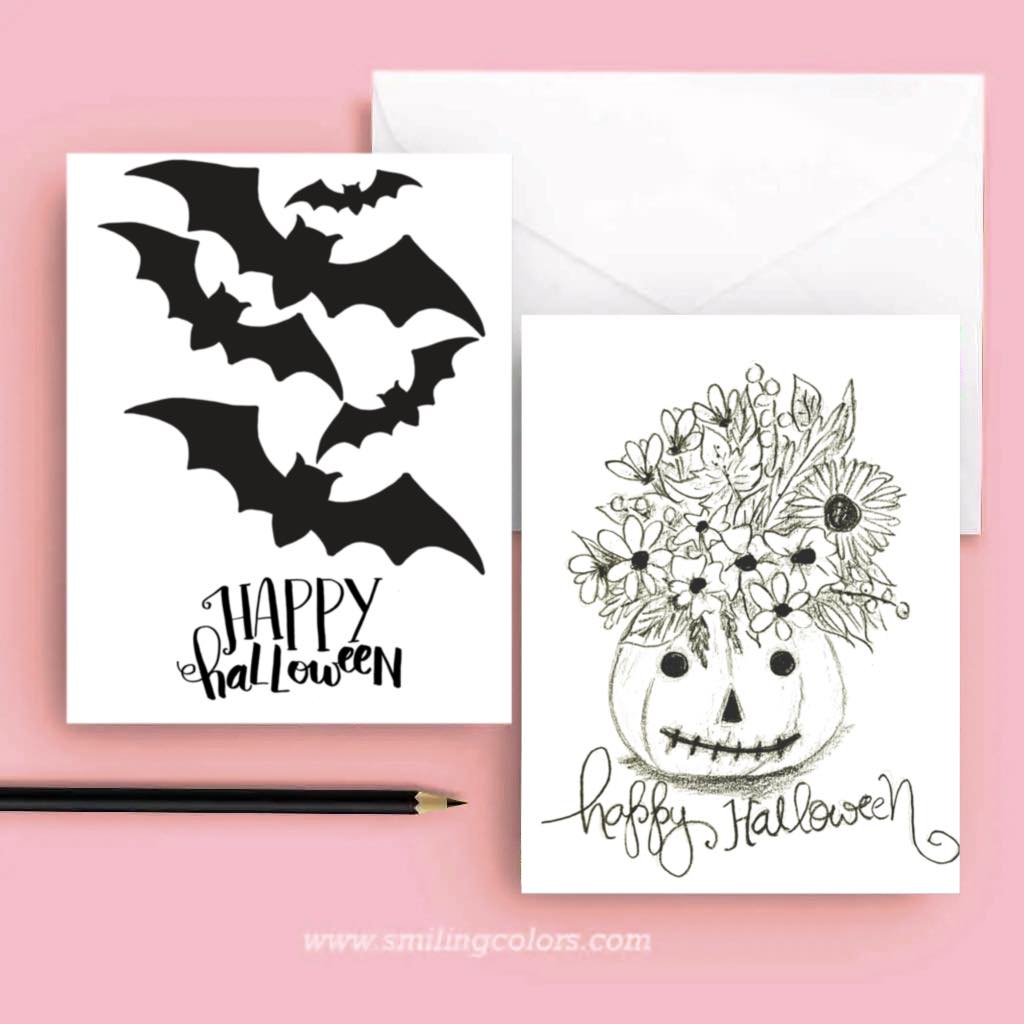 Free printable Happy halloween cards