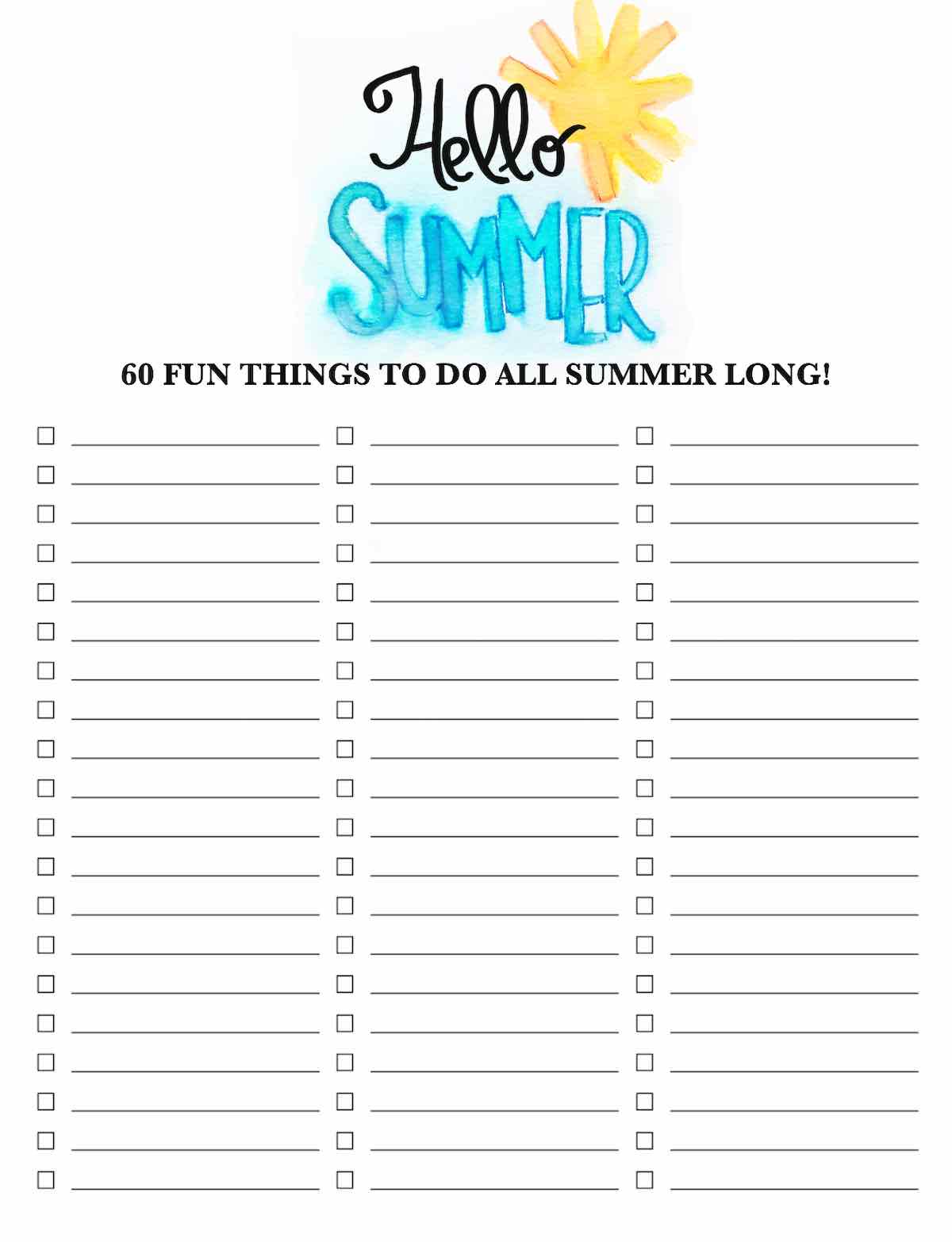 hello summer list