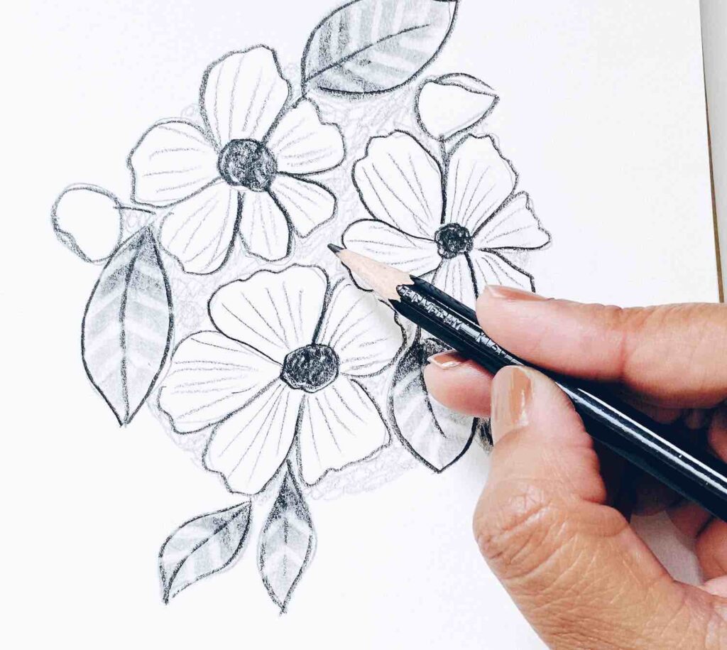 how to draw a flower with a pencil4
