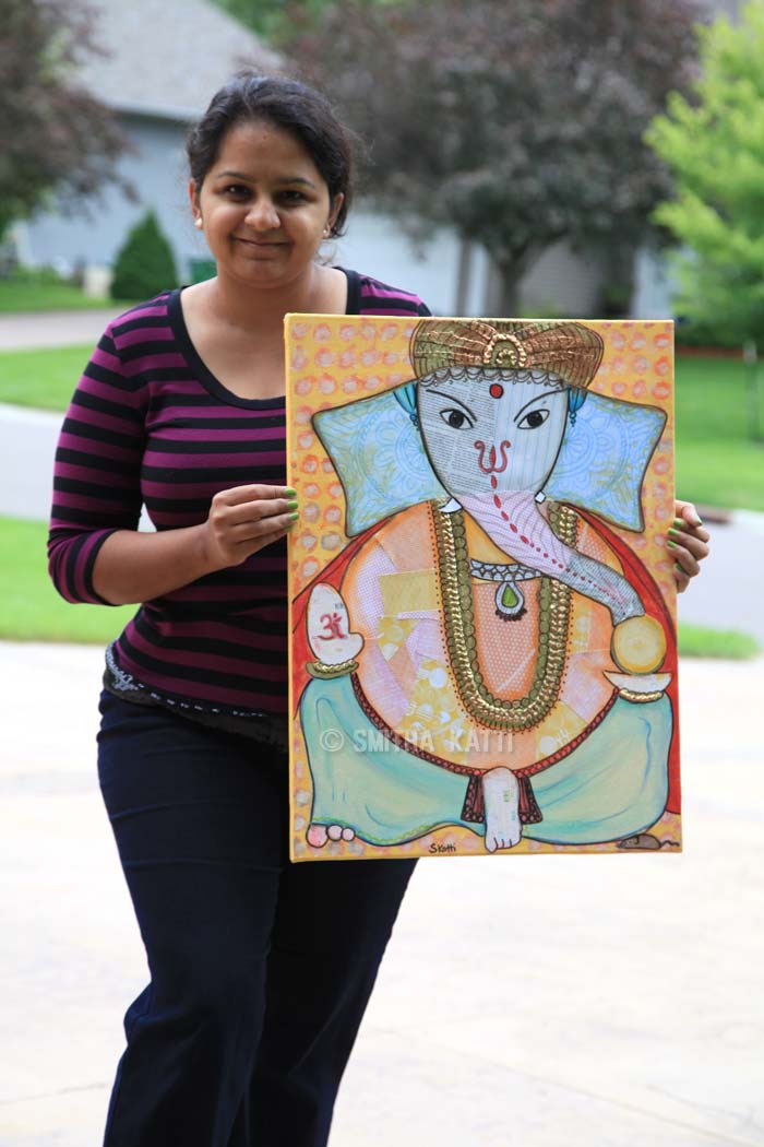 ganesha mixed media canvas art tutorial