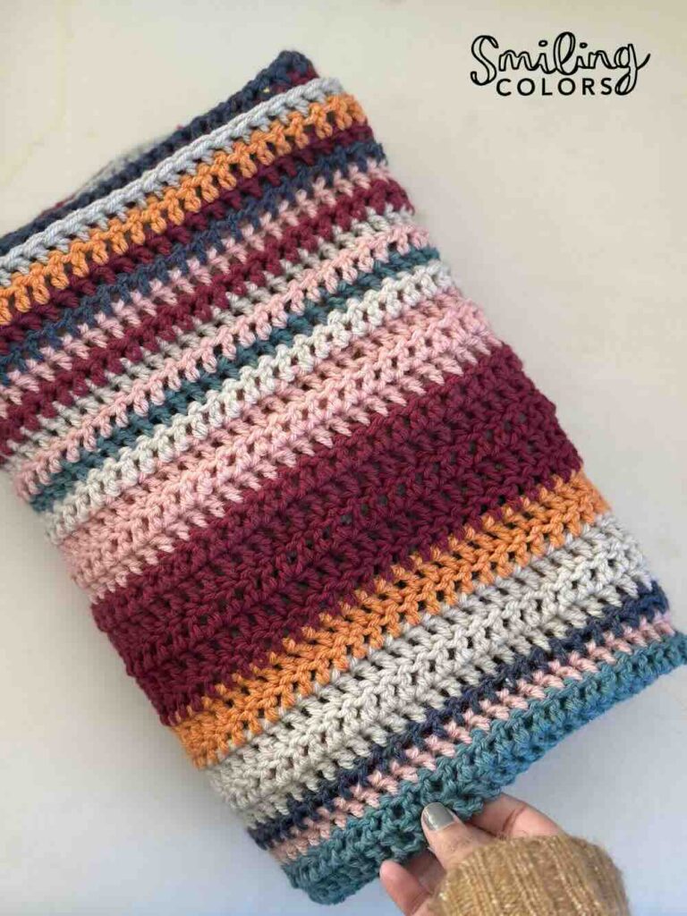 colorful crochet striped blanket
