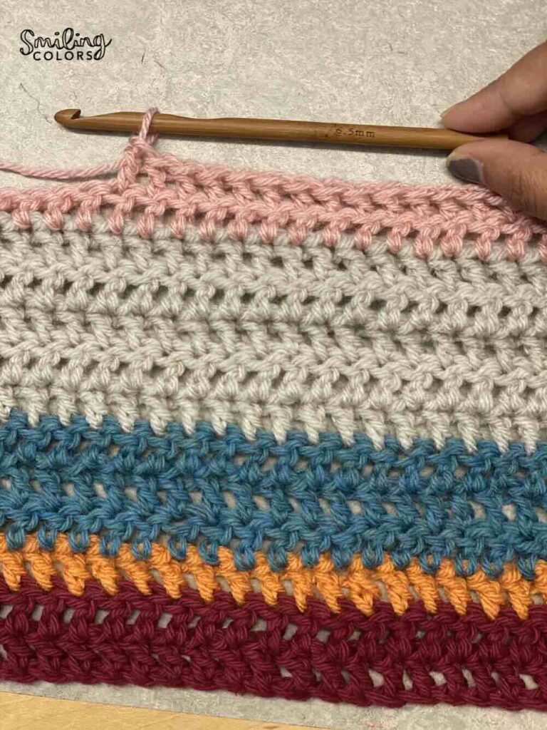 crochet striped blanket size K hook