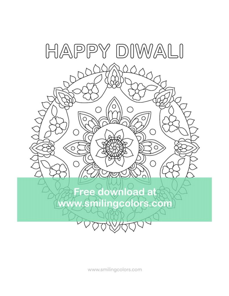 happy diwali coloring page design