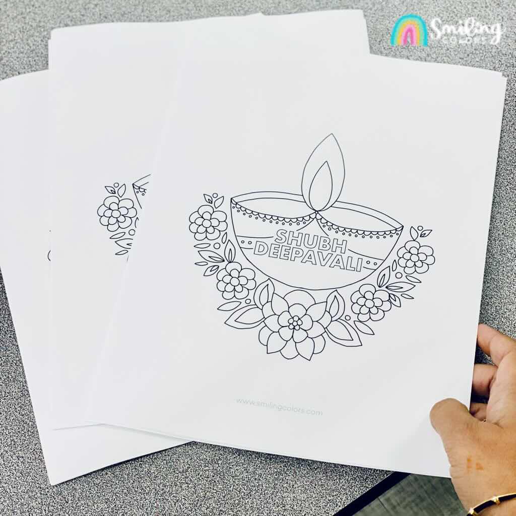 Shubh Deepavali Coloring Page