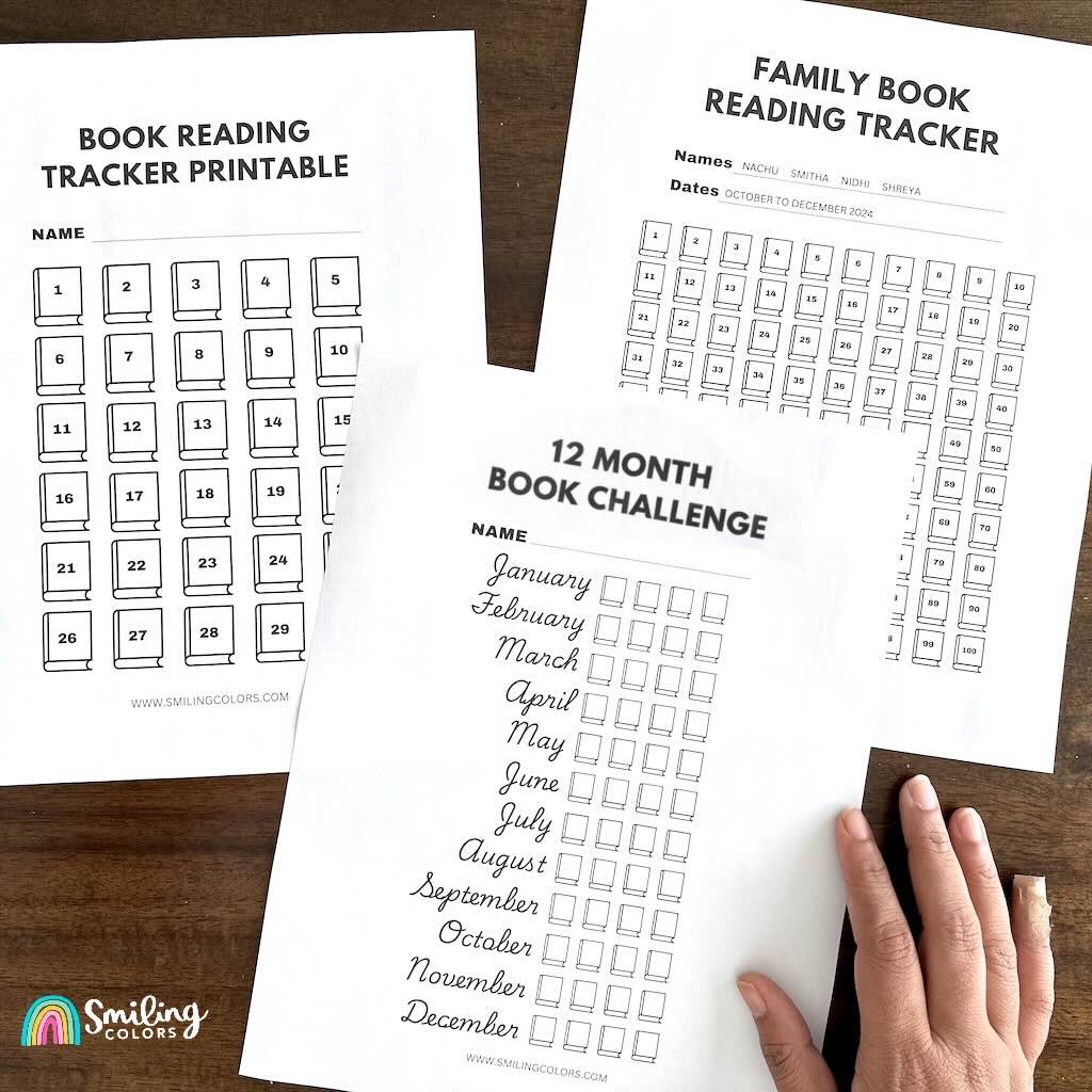 Smiling Colors free printable reading tracker