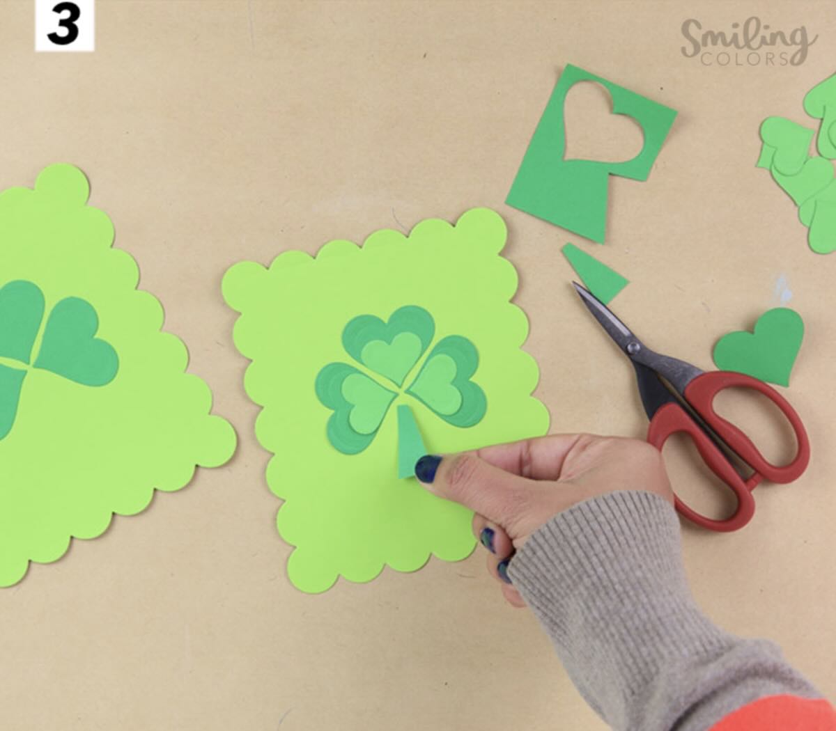 Four Leaf Clover Craft Using Hearts - Smiling Colors