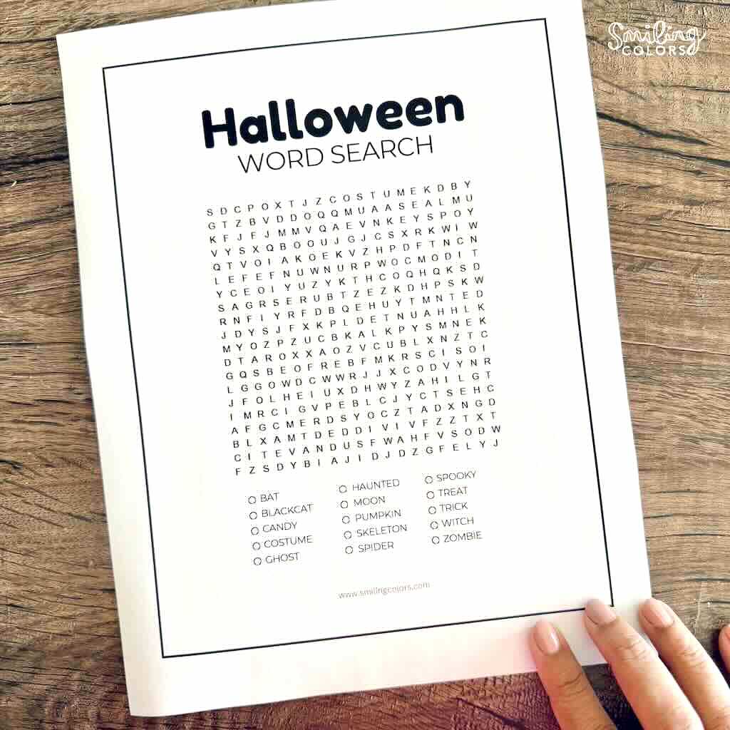 Halloween word search printable