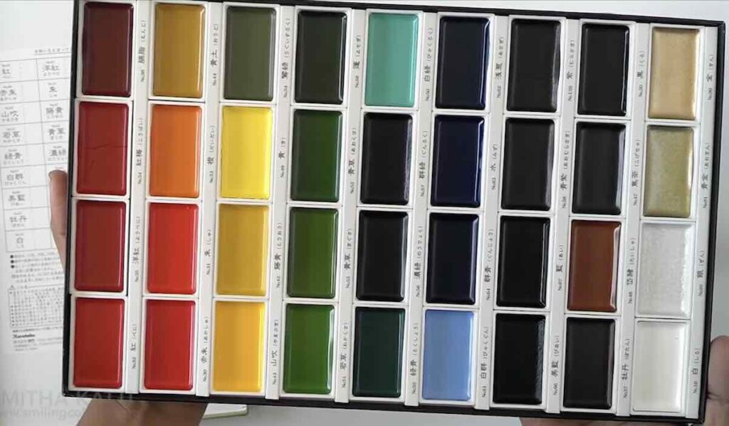 gansai tambi watercolors review 36 colors close up