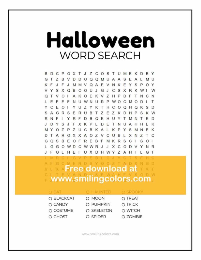 Hallowen word search