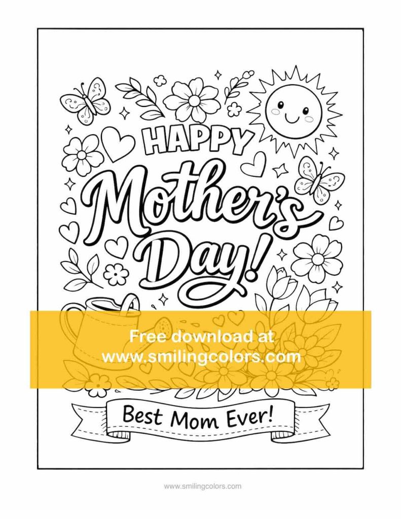 Mothers day coloring page 1