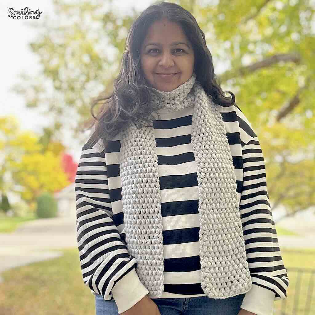 Smiling Colors Free Crochet Puff Stitch Scarf Pattern