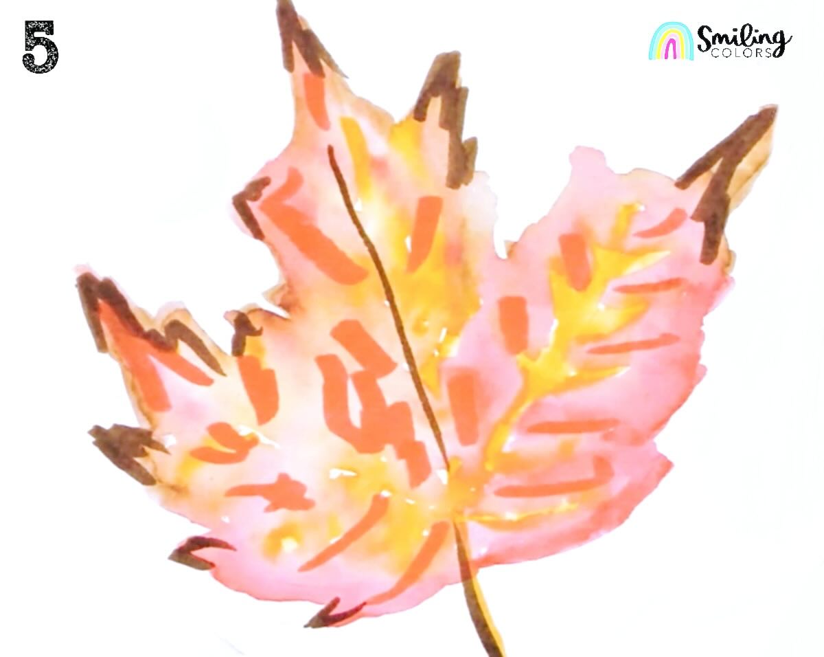 Easy Watercolor Maple Leaf Tutorial 5