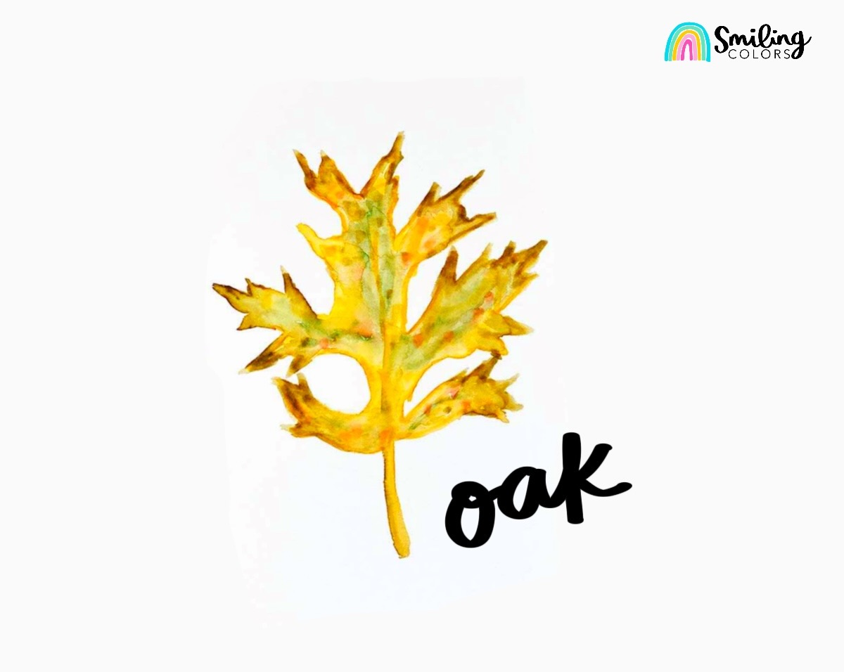 easy watercolor oak leaf