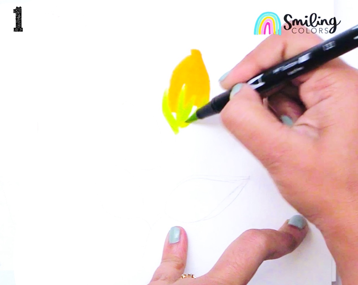 Watercolor Ash Leaf Branch step 1