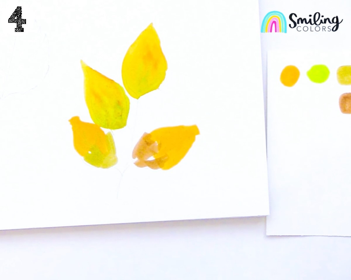 watercolor ash leaf branch step 4