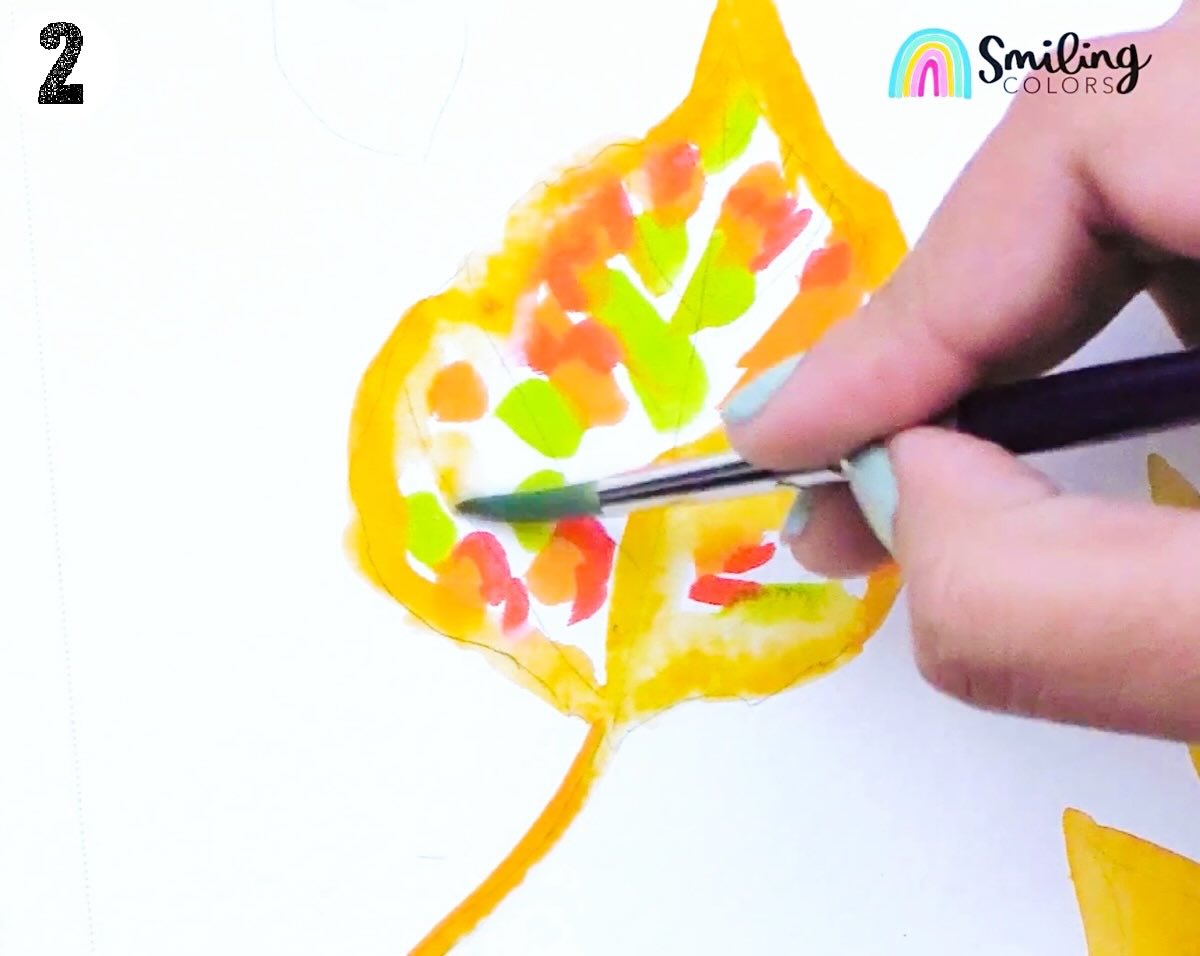 watercolor aspen leaf tutorial step 2
