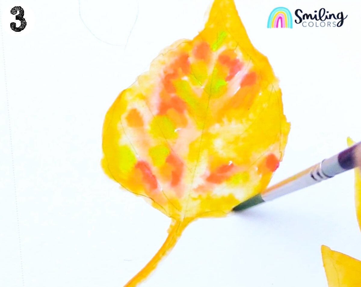 watercolor aspen leaf tutorial step 3