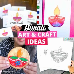 collage of 4 Diwali art and craft ideas